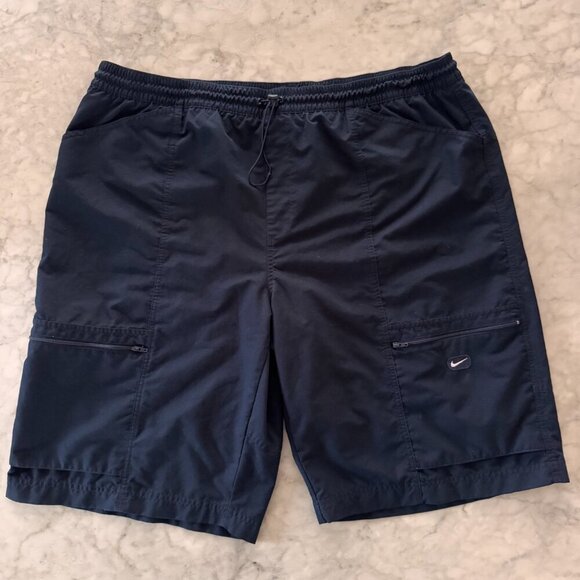 Nike Shorts Mens XXL Navy Blue Mesh Lined Swim Trunks Zip Pockets - Picture 7 of 12